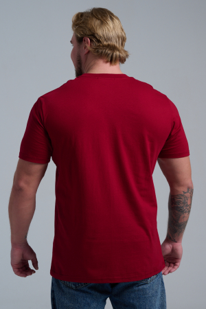 Мужская футболка 8581 / бордо+Д мороз с гитарой