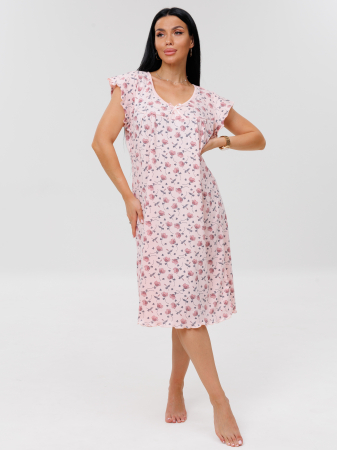 Женская сорочка Сор-71(К) / Розовый (красные цветы)