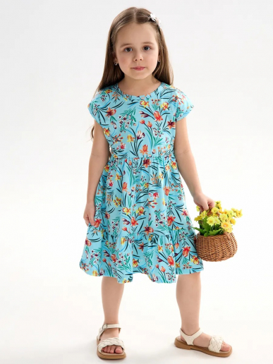 Детское платье "Ласточка" / Ирисы на голубом