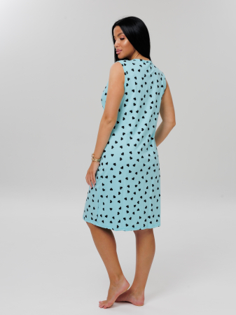 Женская сорочка для беременных Сор-80(К) / Бирюза (сердечки)