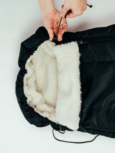 Детский конверт меховой на выписку / черный