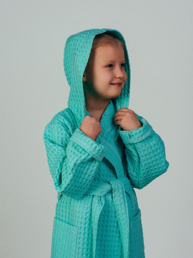 Детский вафельный халат "Комфорт" / мятный