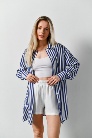 Женская блузка (рубашка) Тропический рай-2 / Синяя