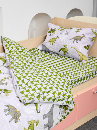 Детское постельное белье поплин с простыней на резинке / Юрский период