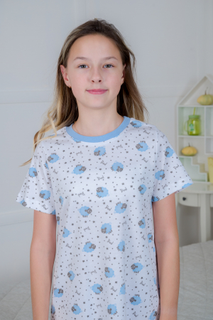 Ночная сорочка подростковая Ласка / овечки голубой