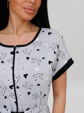 Женский халат Х-140(К) / Серый (сердечки)