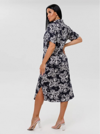 Женский халат Х-105(К) / Темно-синий (цветы)