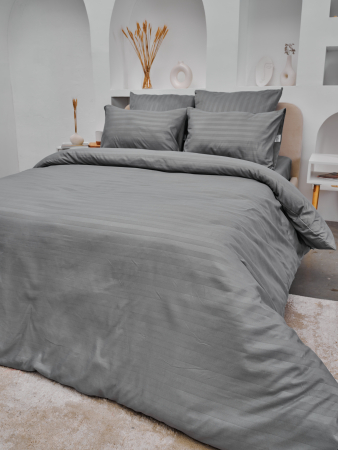 Пододеяльник микрофибра страйп / Светлый серый