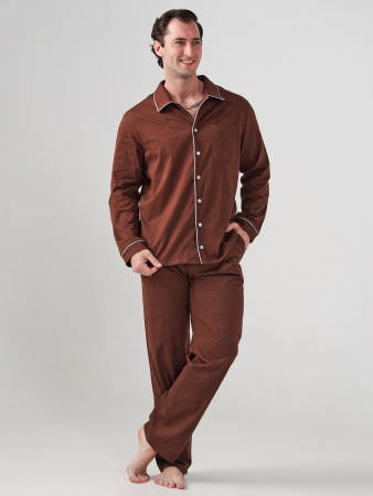 Мужская пижама "Лен" (классическая) 2417-К / Коричневый