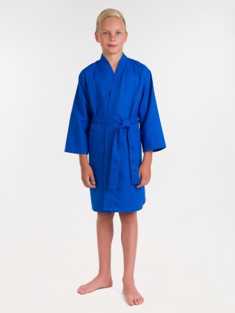 Детский вафельный халат / васильковый
