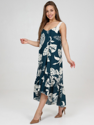 Женский сарафан ДО-58.11 Батист цветы синий