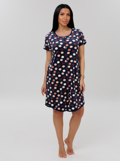 Женский халат Х-144(В) / Темно-синий (горох)