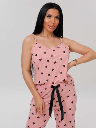 Женская пижама П-111(Л) / Персиковый (сердечки)