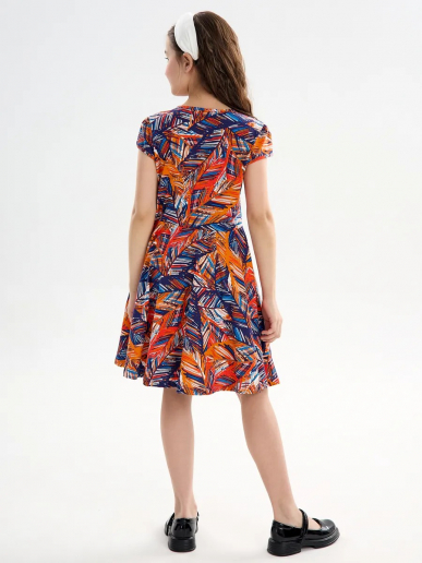 Детское платье "Птичка" / Тропики оранжевые