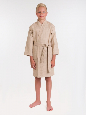 Детский вафельный халат / бежевый