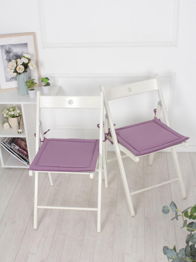 Комплект квадратных подушек на стул с завязками (4 шт.) арт. PKK / Фиолетовый