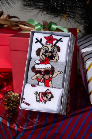 Женские носки  стандарт Символ дружбы (набор 3 пары) / белый, красный, серый