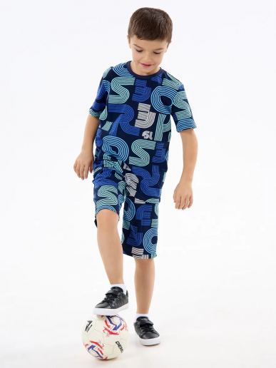 Детская пижама с шортами "Сорванец" / Диско синий
