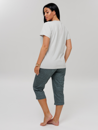 Женская пижама П-33(К) / Серо-зеленый (цветок)