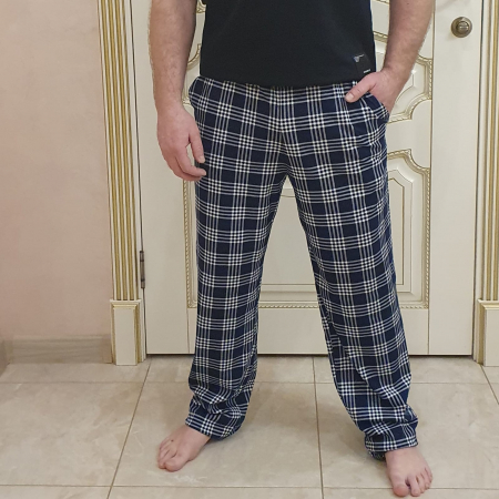 Мужские брюки БК-1439 / Темно-синий с белой клеткой