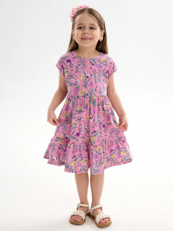 Детское платье "Ласточка" / Ирисы на розовом