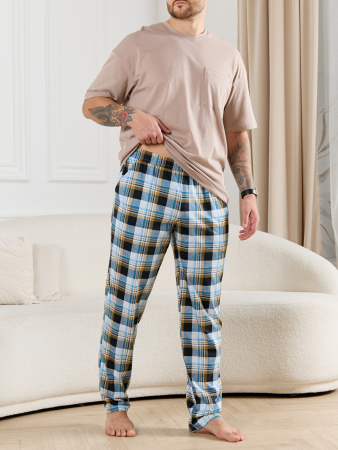 Брюки мужские Тор-1  / клетка бирюза