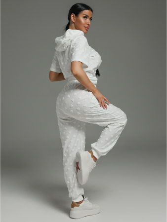 Женский костюм Суфле / Махра, белый сердечки