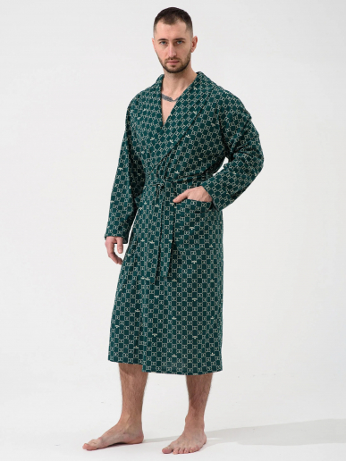 Мужской халат "Люкс" 2441-К / Зеленый