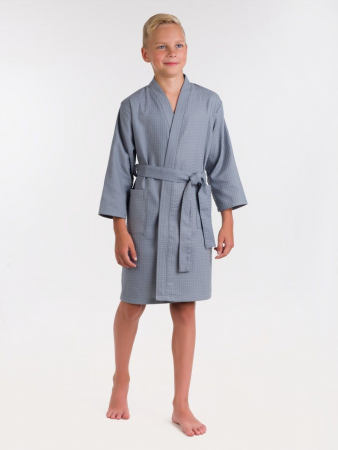Детский вафельный халат / серый