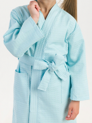 Детский вафельный халат / голубой
