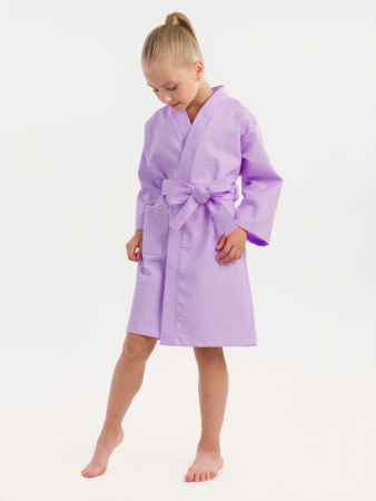 Детский вафельный халат / сиреневый