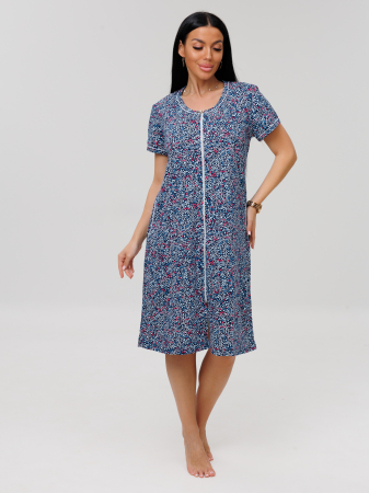 Женский халат Х-95(К) / Синий (веточки)