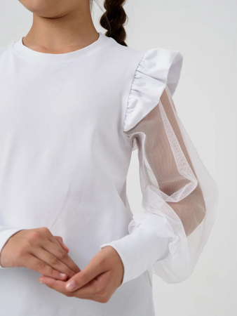 Детская блузка "Яра" длинный рукав / Белый