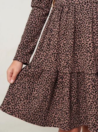 Детское платье "Барби" длинный рукав / Коричневый