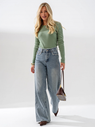 Женский лонгслив "Кашкорсе" 2382-Каш / Зеленый