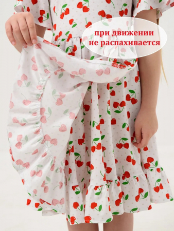 Детское платье "Мальва" / Белый, вишня