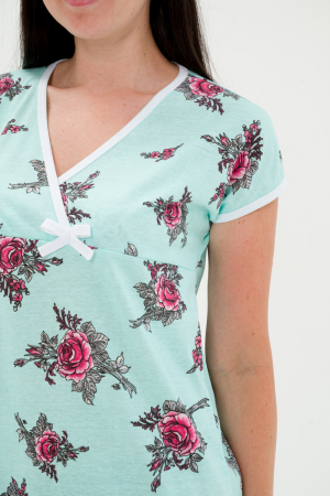 Женская ночная сорочка Социал / розы на фисташковом