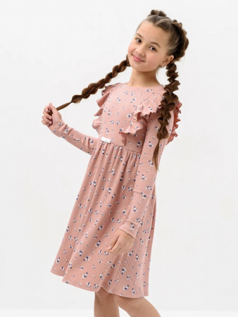 Детское платье "Бетти" длинный рукав / Персиковый