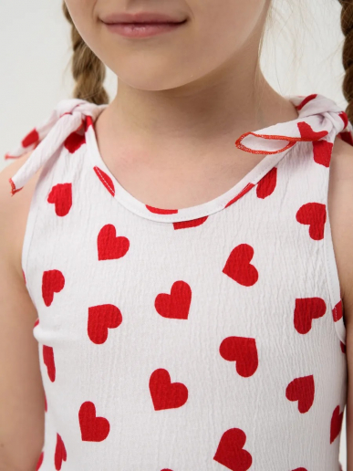 Детский сарафан "Романс" / Белый, сердечки