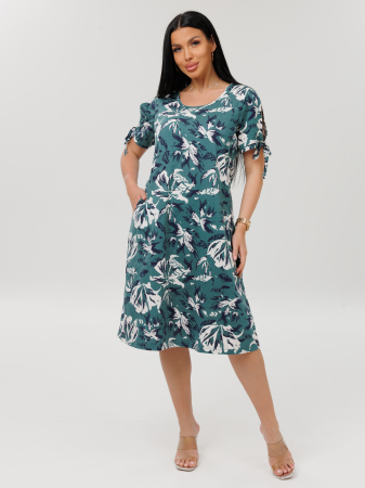Женское платье Пл-109(К) / Бирюза (цветы)