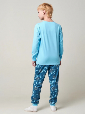 Детская пижама "Патруль" длинный рукав / Голубой