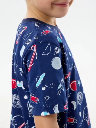 Детская пижама с шортами "Сорванец" / Космос на синем