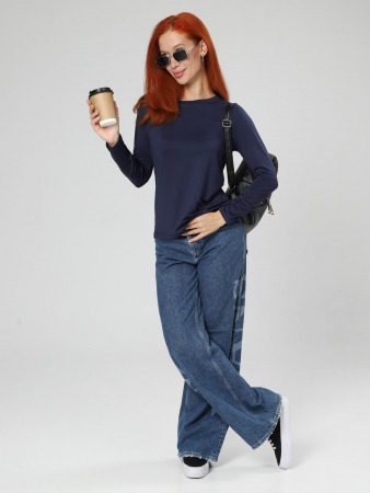 Женский лонгслив Энкар / темно-синий