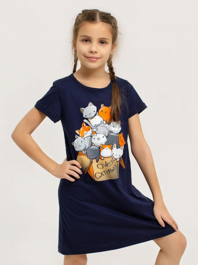 Детская сорочка "Коты в коробке" арт. дк309тс