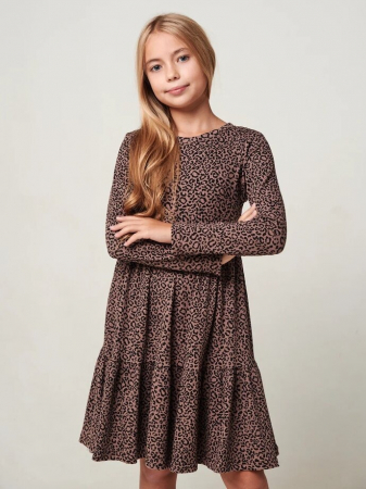 Детское платье "Барби" длинный рукав / Коричневый