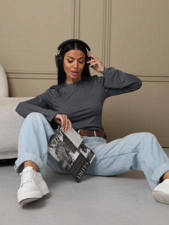 Женский лонгслив мод.2028/2 / Серый