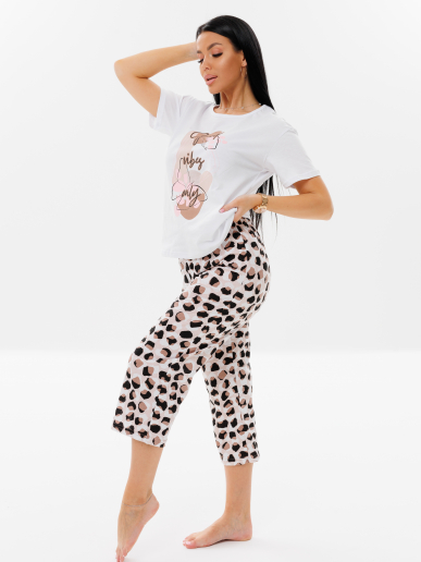 Женская пижама П-67(К) / Коричневый (надписи)