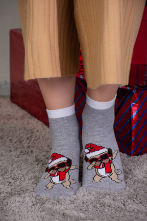 Женские носки  стандарт Символ дружбы (набор 3 пары) / белый, красный, серый