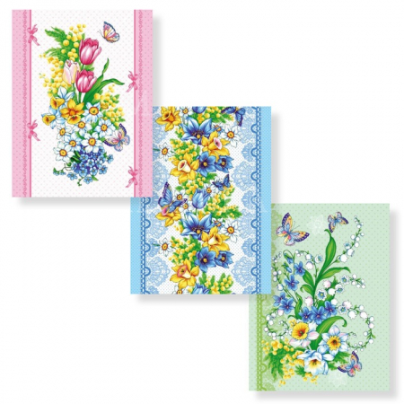 Набор полотенец вафельное полотно 3 шт. / Весенний букет