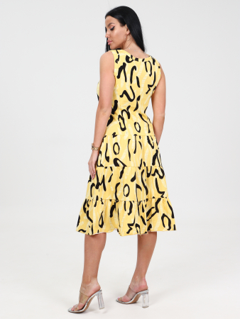 Женский сарафан 3 ЯРУСА СК-761 / Узоры на желтом